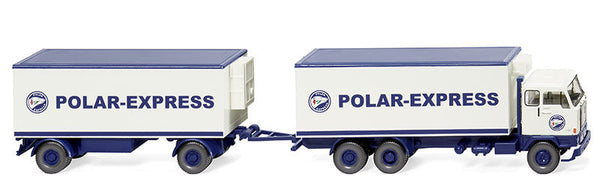 Modellino Wiking 045704 - Treno Carico Bagagliaio Refrigerato Con Volvo F88, Scala 1/87, Polar-Express, Nuovo