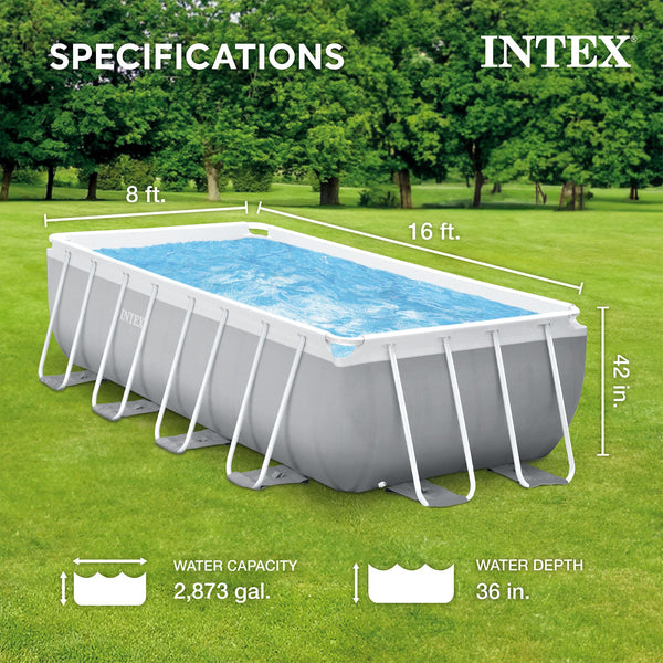 Intex 16 Foot x 42 Inch Prism Frame Rectangular Above Ground
