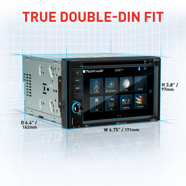 Planet Audio P9628B 6.2” Touchscreen Car DVD Player, Bluetooth