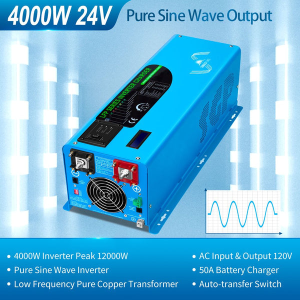 4000W DC 24V Pure Sine Wave Inverter With Charger – East Car Audio