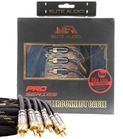 Elite Audio 6-Channel RCA Cable – 15ft OFC Twisted Pair with Noise Red ...