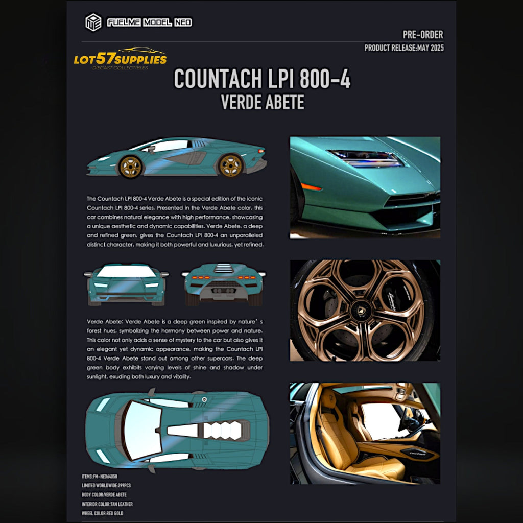 Pre-Order) Fuelme Model NEO COUNTACH LPI 800-4 VERDE A BETE 1:64