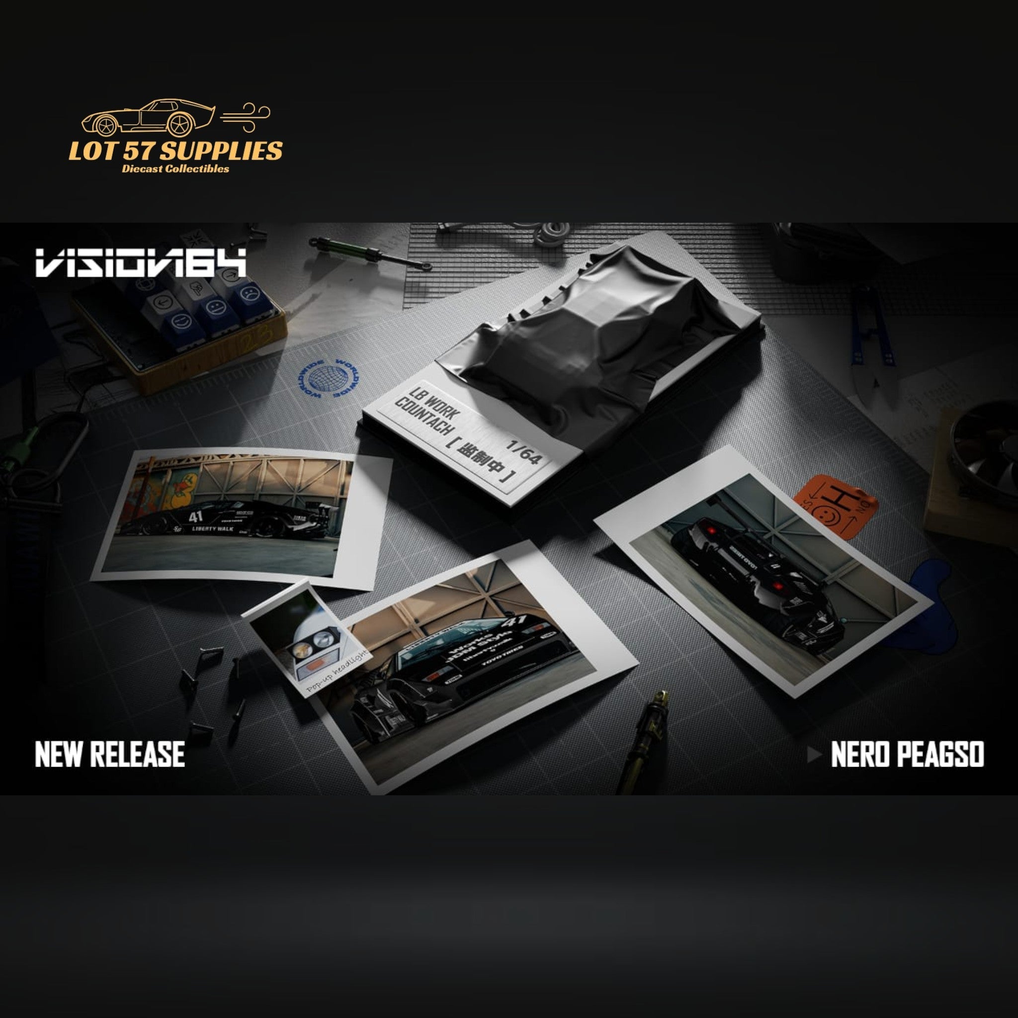 Vision64 (Pre-Order) Vision64 Lamborghini Countach LP500 LB-Works Modified Blac ...