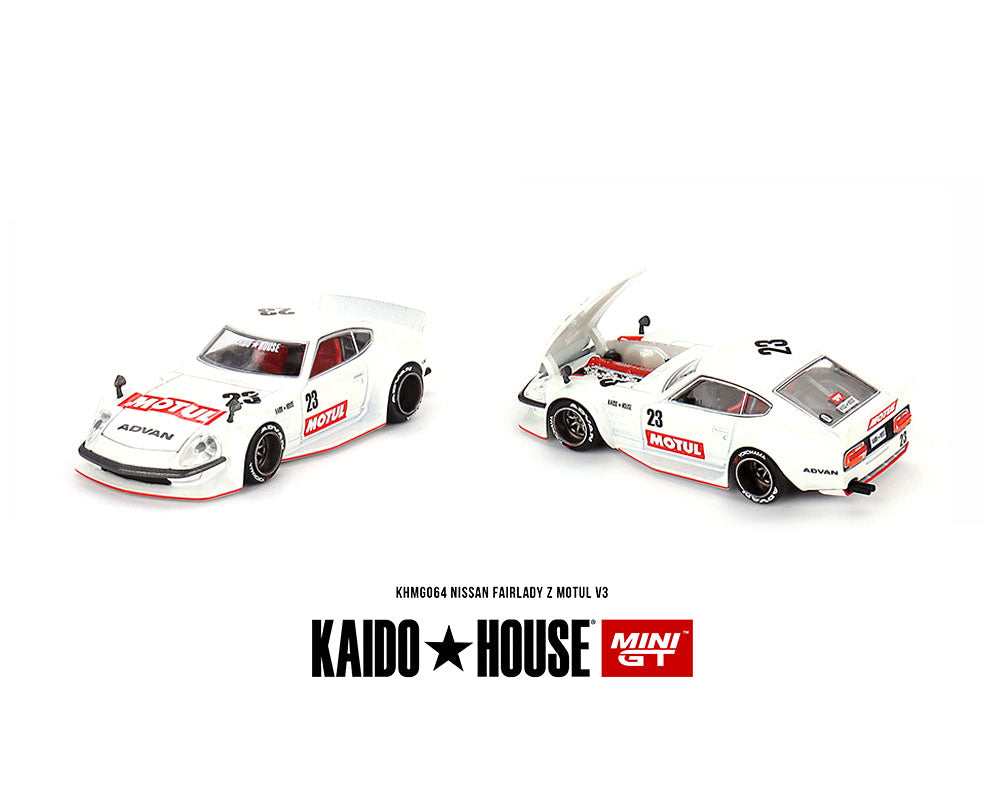 Mini GT x Kaido House Nissan Fairlady 240z Motul in White 1