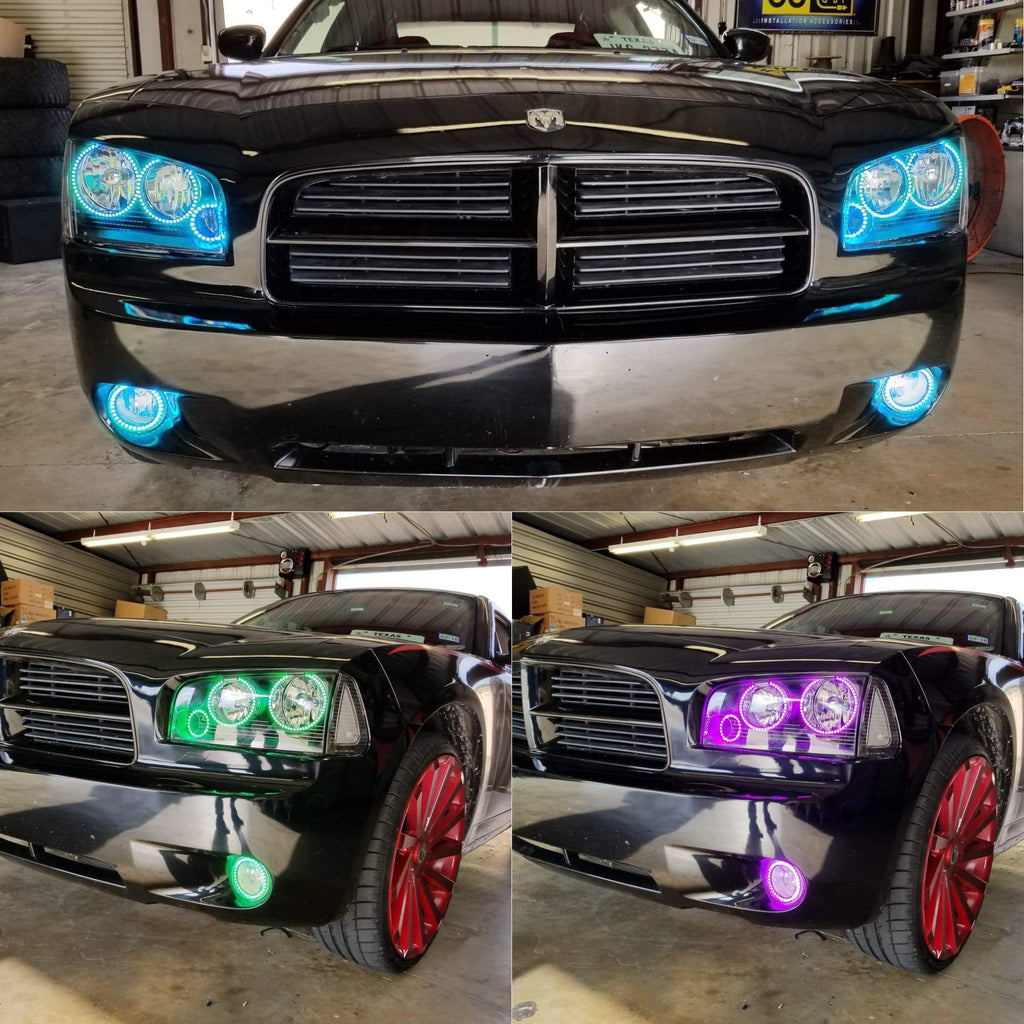 2005 - 2010 Dodge Charger Headlight Color Changing RGB Halo Ring Set
