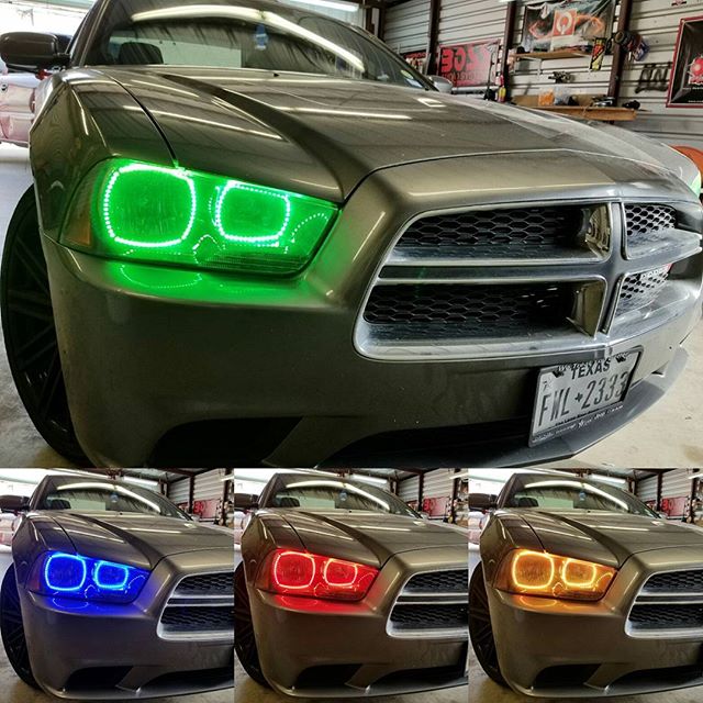 2011 - 2014 Dodge Charger Headlight Color Changing RGB Halo Pre-Built Headlights Assemby 2011 - 2014 Dodge Charger Headlight Color Changing RGB Halo Pre-Built Headlights Assemby